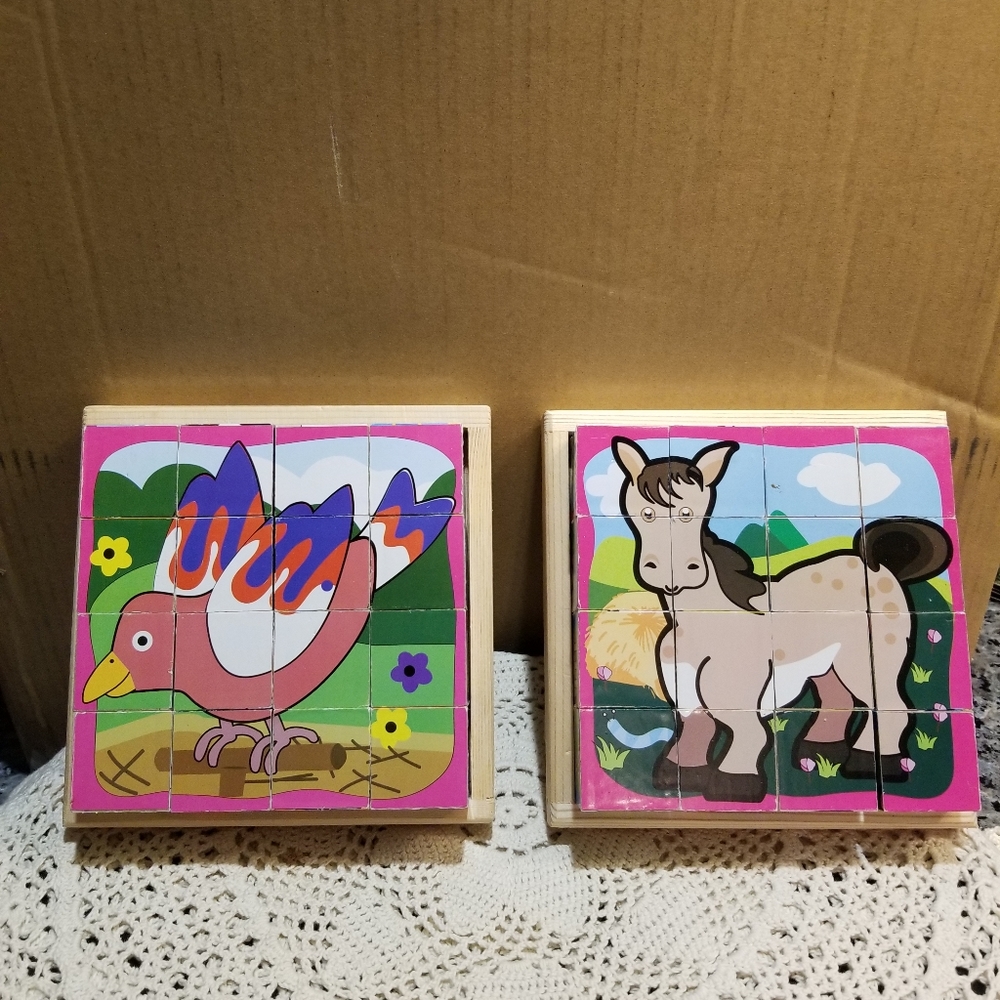 Wood puzzles set of 2